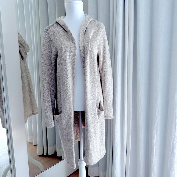 Jenni Kayne Cotton Linen blend long hooded cardigan - Picture 4 of 8